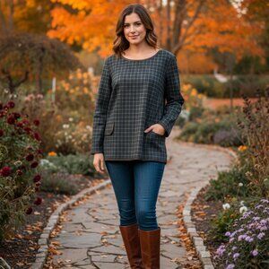 NWT Max Studio Specialty Products Plaid Top Size XL